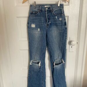 PacSun Medium Blue Distressed High Rise Bootcut Jeans size 25R